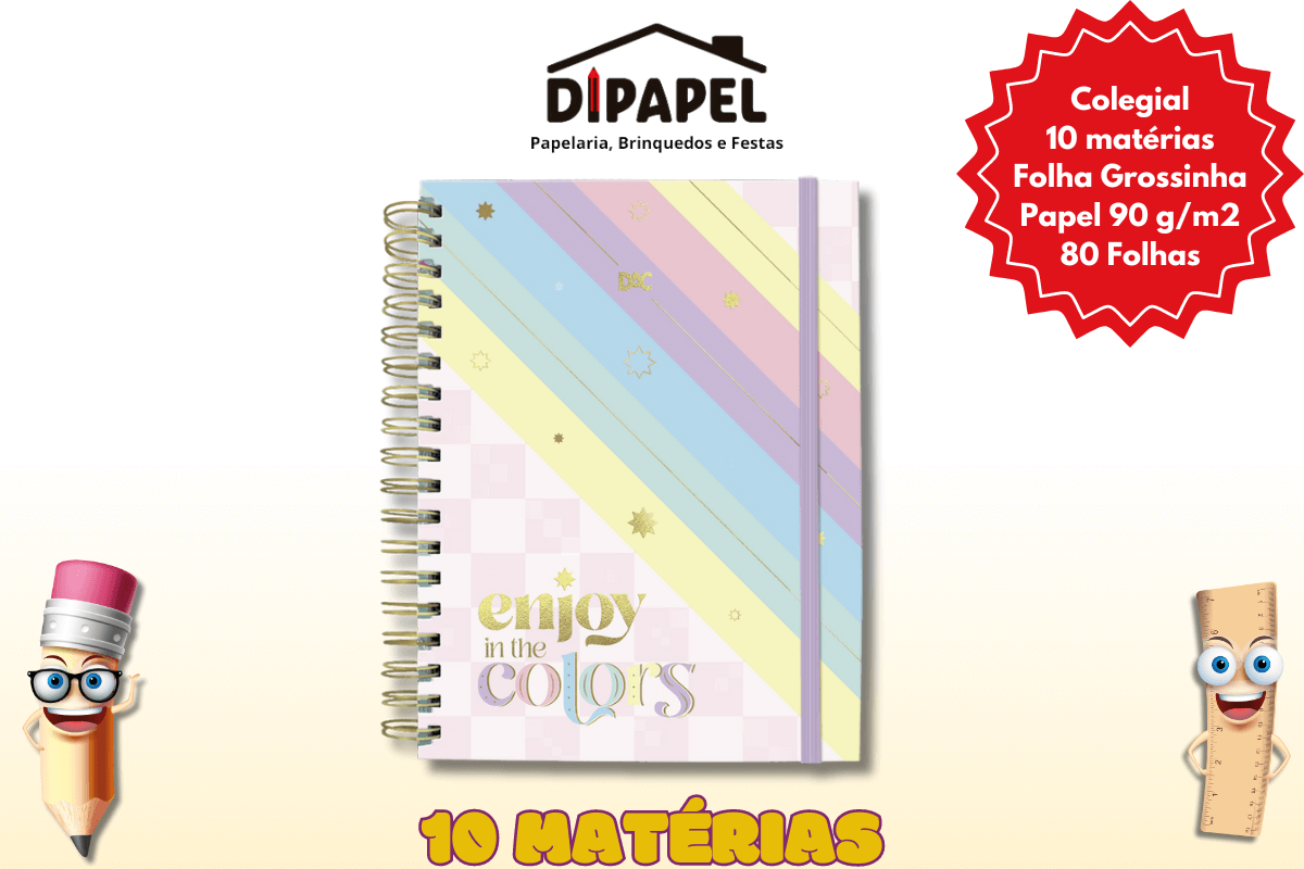 Caderno Smart Colegial Enjoy Colors