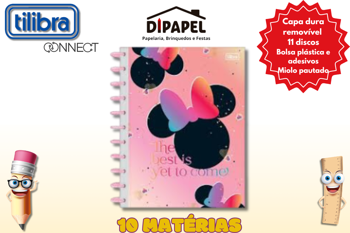 Caderno Tilidisco Minnie Mouse Connect - Tilibra