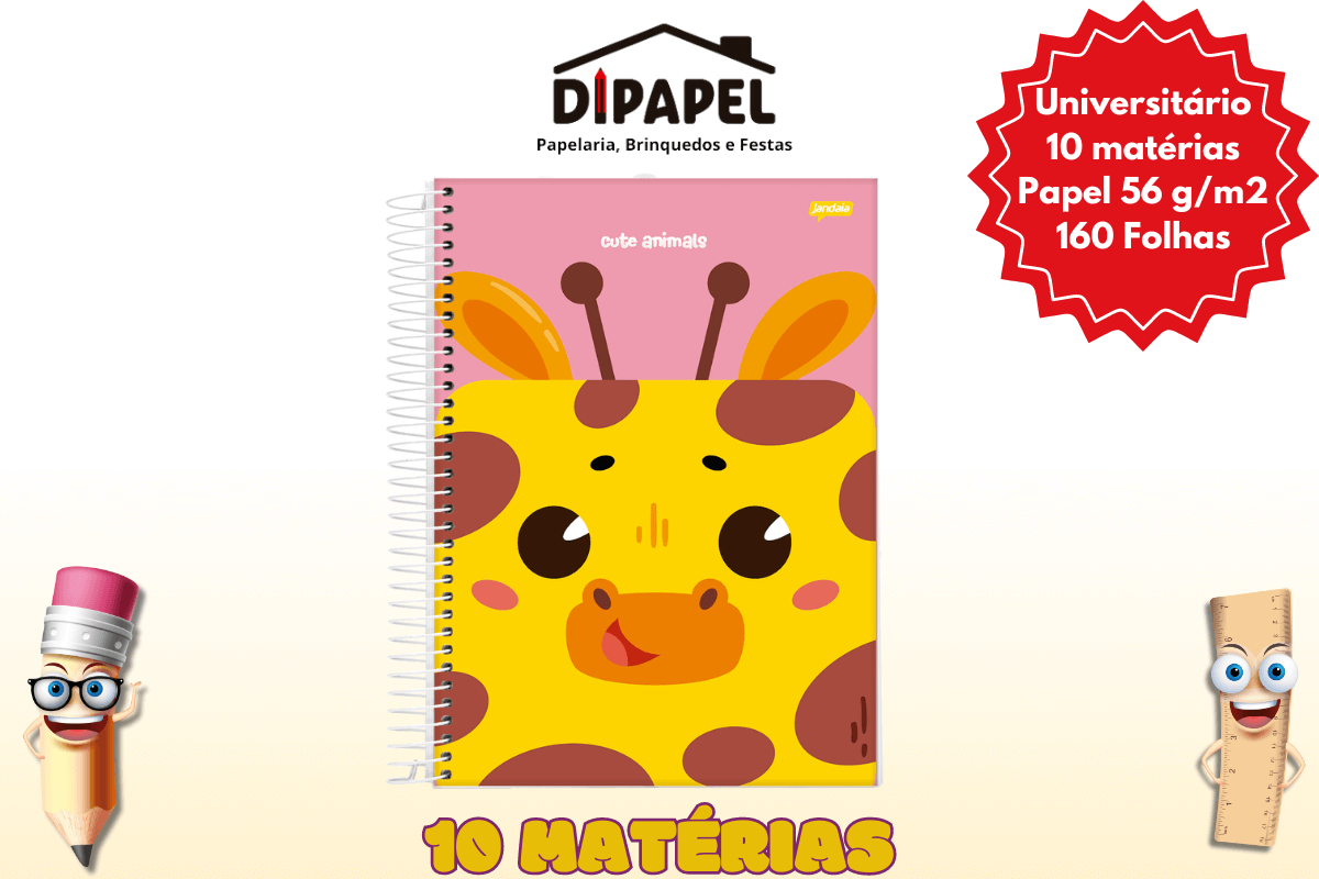 Caderno Espiral Cute Animals - Girafinha